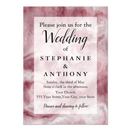 Burgundy Rose Gold Marble Wedding Invitation Marble Invitation