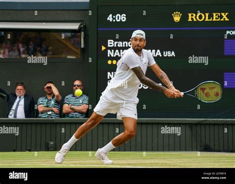 Nick Kyrgios Of Australia In Action On Centre Court At The