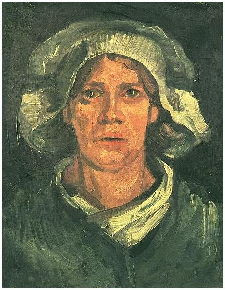 Head Of A Peasant Woman With White Cap By Vincent Van Gogh