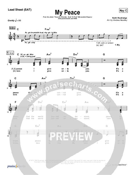 My Peace Sheet Music Pdf Maranatha Singers Praisecharts