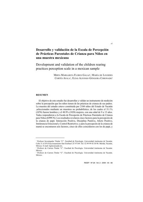 Pdf Desarrollo Y Validaci N De La Escala De Percepci N De Pr Cticas