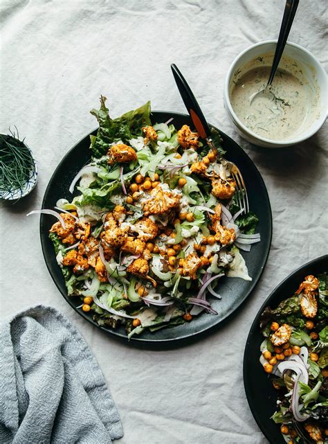 Vegan Buffalo Cauliflower Salad With Tahini Ranch The First Mess