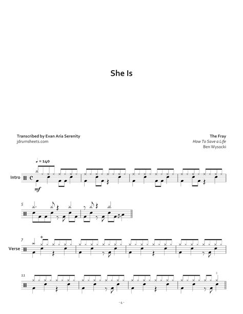 The Fray She Is Drum Sheet Music JDS The Fray Collection Book 1