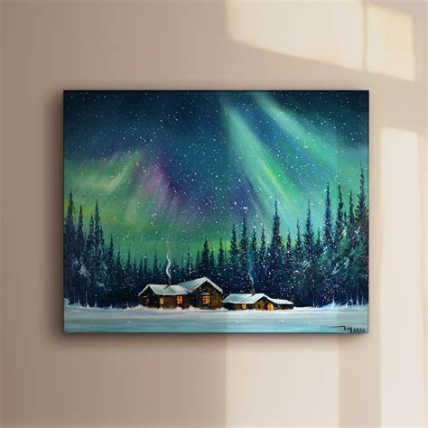 Aurora Borealis Northern Lights Art OIL PAINTING On Canvas Modern