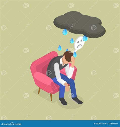 3d Isometric Flat Vector Illustration Of Depression 向量例证 插画 包括有 办公室