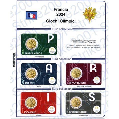 Kit Foglio Plastificato 2 Euro Comm Folder Francia 2024 Olimpiadi Parigi