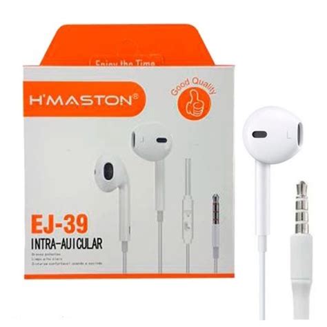 Fone Hmaston Original Microfone Branco Preto Alta Qualidade EJ 39