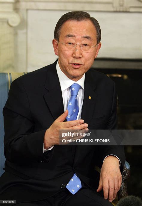 United Nations Secretary General Ban Ki Moon Speaks To The Media With