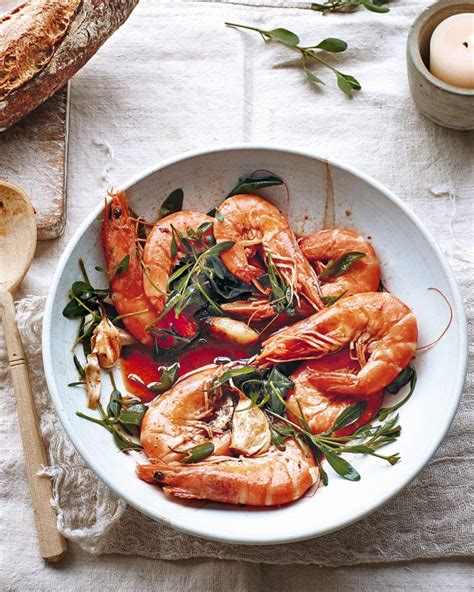 Chilli And Garlic Prawns With Sea Purslane Recipe Delicious Magazine