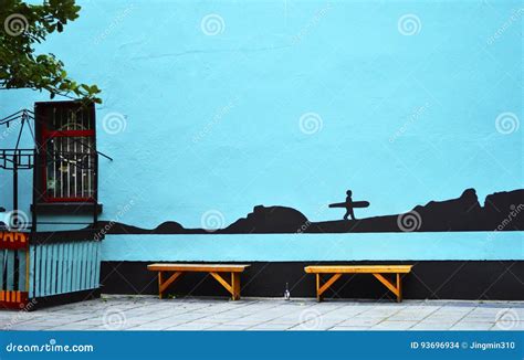 Galway Street View A Wall With Blue Painting Editorial Stock Image
