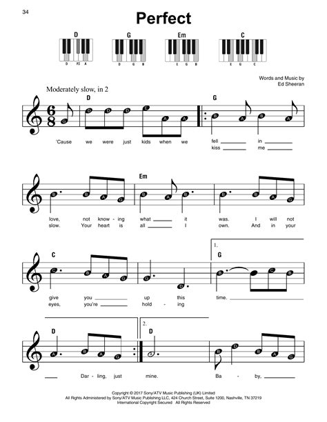 Perfect Super Easy Piano Print Sheet Music Now