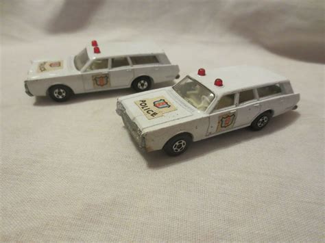 Vintage Two 1971 Lesney Matchbox 55 Mercury Police Car Wagon Toy