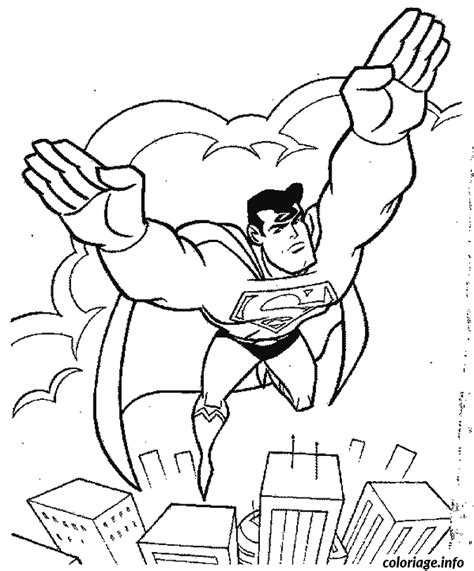 Coloriage Superman Vol Au Dessus Des Gratte Ciels Jecolorie