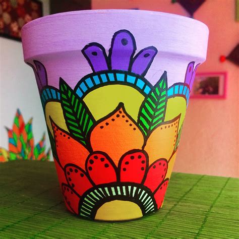 Maceta M Ndala Flower Pot Art Painted Flower Pots Painted Pots Diy