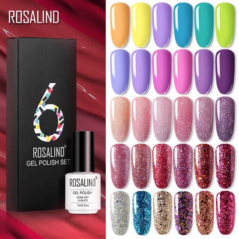 ROSALIND Gel Nail Polish Set 14 Color Series UV Lacquer Varnish Nail