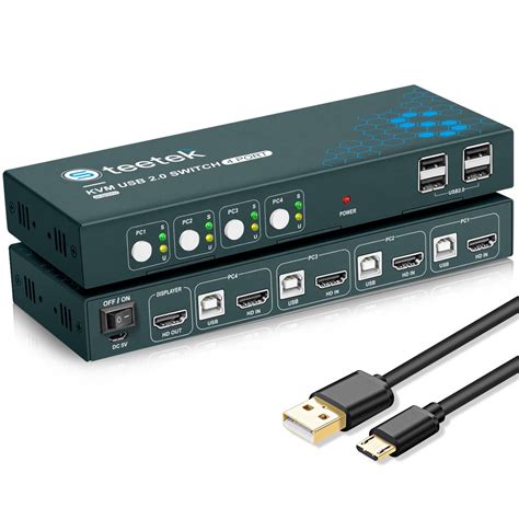 Steetek KVM Switch HDMI 4 Ports 4K 60Hz USB2 0 KVM Switches HDMI2 0