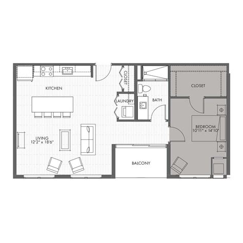 1 Bed 2 Bath Floor Plan | Viewfloor.co