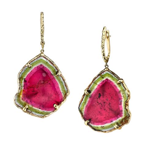 Tourmaline Slice Tourmaline Earrings Watermelon Tourmaline Stunning