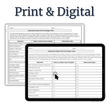 Important Document Scavenger Hunt Find Your Key Personal Documents