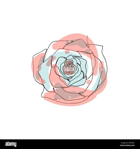 Hand Drawn Minimalistic Rose Flower One Single Continuous Black Line