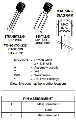 MAC97A6 Datasheet PDF ON Semiconductor