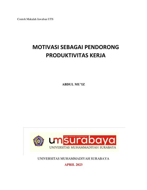 Pdf Motivasi Sebagai Pendorong Produktivitas Kerja