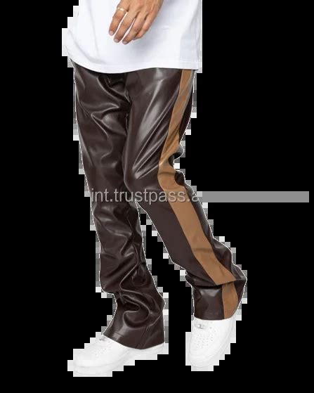 Men Jogger Leather Pants Custom Logo Stack Sweatpants Mens Thick Wide