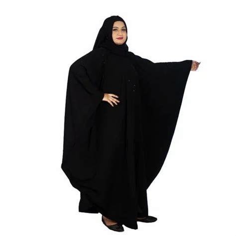 Burqa Plain Modest City Black Crepe Islamic Farasha Size Free Size At