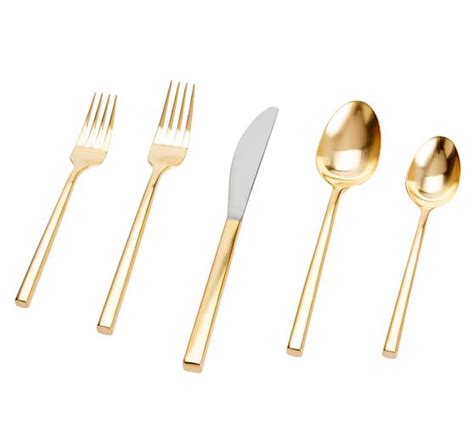 Luna Brushed Gold Flatware Set Pottery Barn