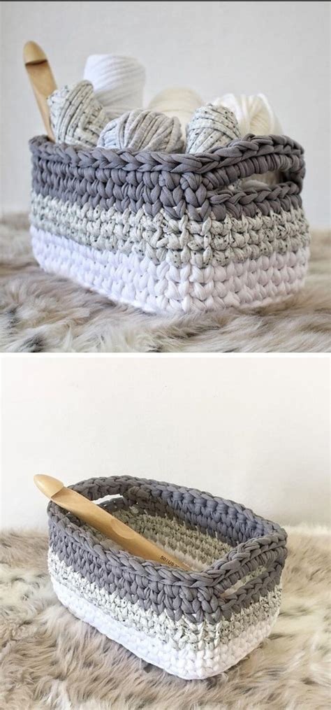 Diy Crochet Storage Basket Free Patterns Instructions With Photos