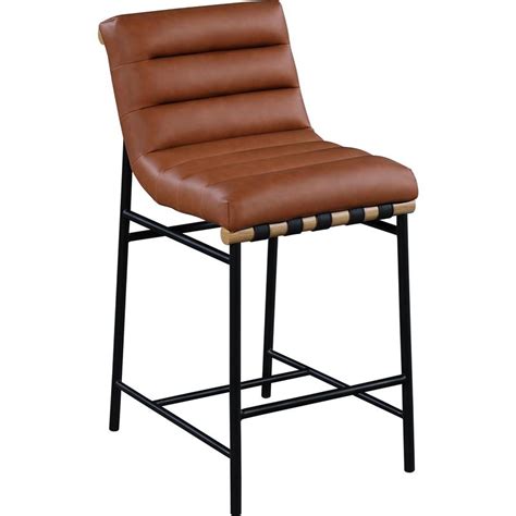 Meridian Furniture Burke Cognac Faux Leather Counter Stool