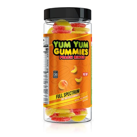 Yum Yum Gummies Cbd Full Spectrum Peach Rings 1000mg