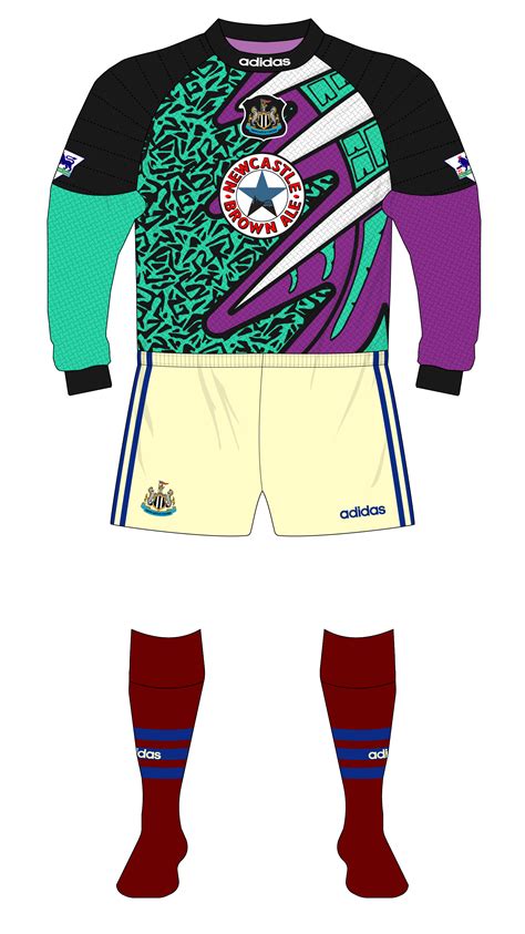 Newcastle United 1995 1996 Adidas Goalkeeper Shirt Green Purple Hislop