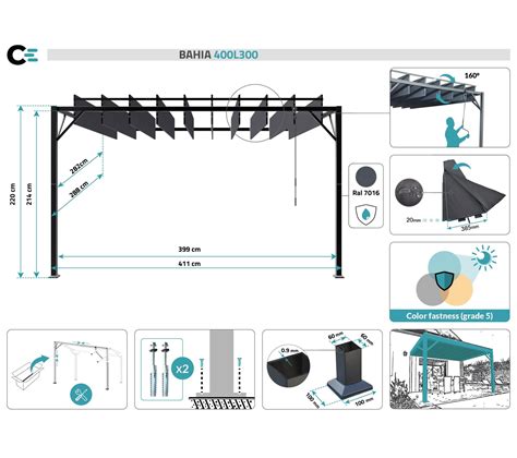 Pergola Bioclimatique Adoss E Bahia X M Gris Anthracite Tonnelle