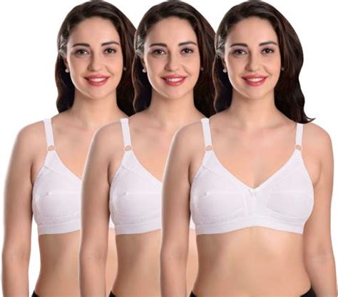 Buy Featherline Women White Solid Pure Cotton Pack Of 3 Minimiser Bra 40b Online At Best