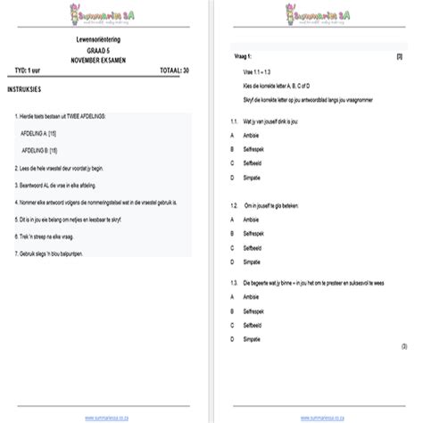 Graad Lewensvaardigheid November Vraestel En Memo Classroom