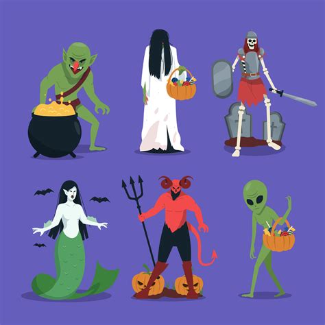 Mythical creatures character collection for halloween 12983697 Vector ...