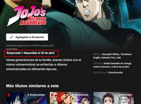 Netflix Confirma Fecha Del Estreno Del Anime Jojos Bizarre Adventure