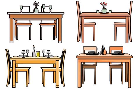 Premium Vector Dining Table And Chairs Vector Set Tables With Chairs