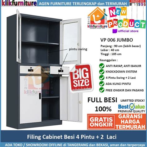 Jual Lemari Arsip Besi Filing Cabinet Besi 4 Pintu 2 Laci VP 006 Di