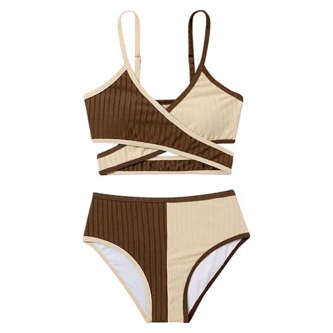 Hiijoy Big Girls Bikini Swimsuit Patchwork Color Swimwear Bathing Suit