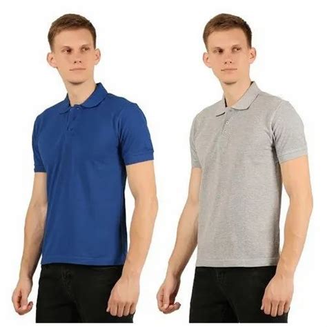 Blue Cotton Mens Plain Polo Neck T Shirt Size Xxl At Rs 155 Piece In