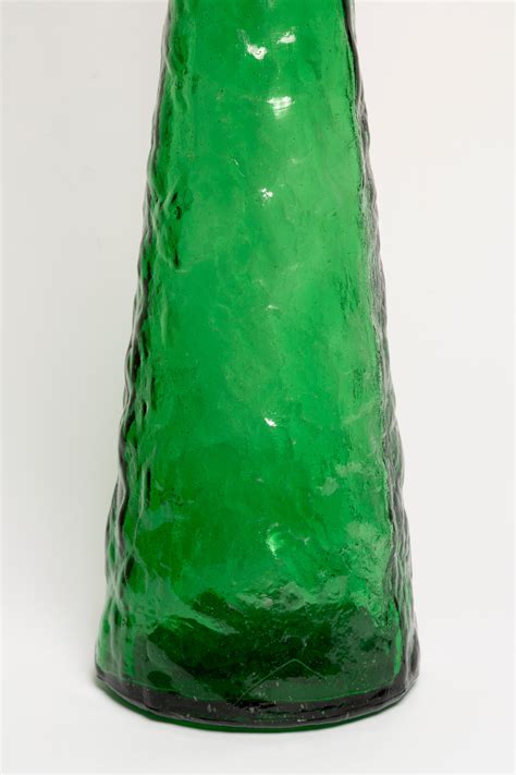 Mid Century Green Empoli Glass Decanter Bottle With Stopper Italy 1960s For Sale At 1stdibs