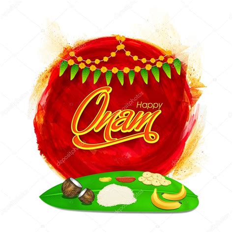 Traditional Meal Sadhya For Onam Festival — Stock Vector