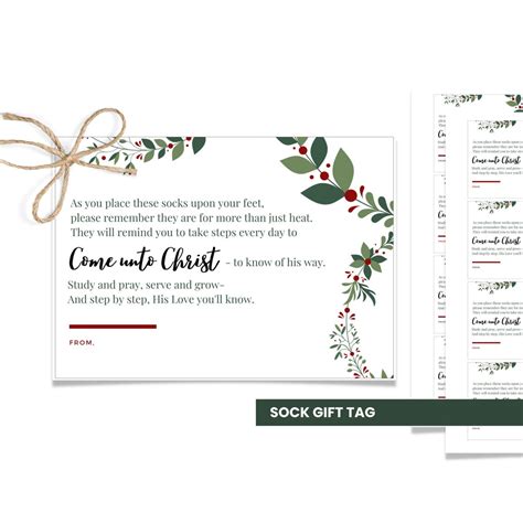 Sock Gift Tag Christmas Ministering Gift Ministering Idea Relief