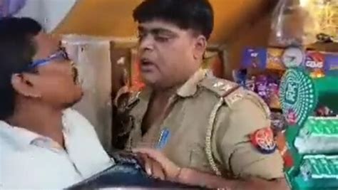 Up News Video Shows Drunk Kanpur Cop Fighting With Sweet Shop Owner