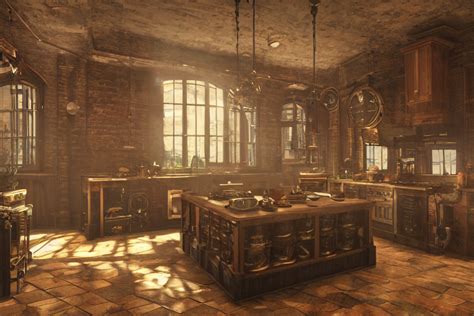 KREA AI - steampunk kitchen, liminal space, high detail, ren...