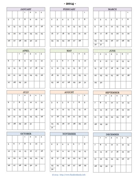 Free Printable Calendars 2014 Monthly Pages More