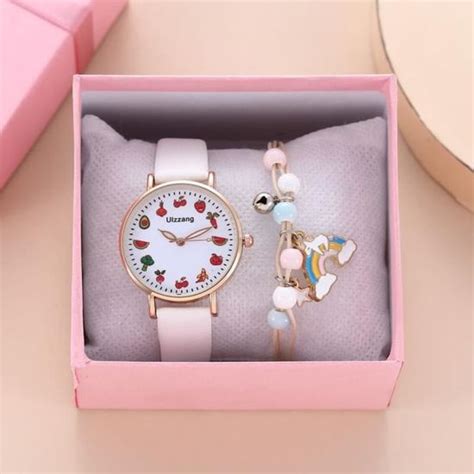 SHARPHY Coffret Montre Enfant Fille Bracelet Arc En Ciel Cadran De