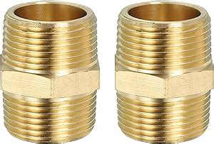 Amazon co jp PATIKIL 真鍮製六角ニップルパイプ継手 ネジアダプター 2個入り 25 mm NPT x 25 mm NPT